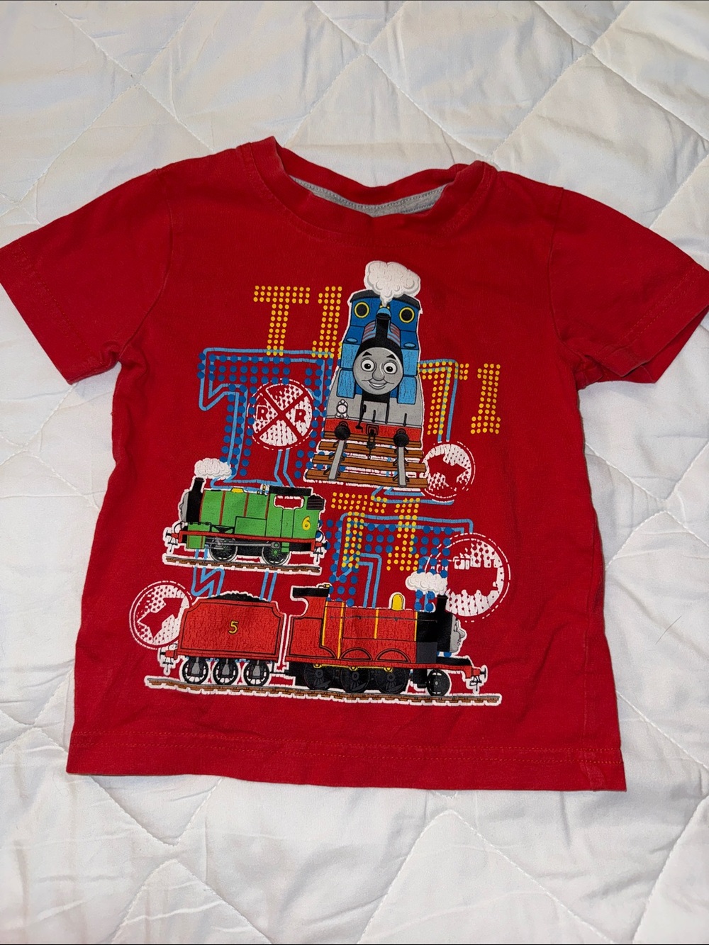 3T VTG 2013Thomas & Friends Red Graphic Tee with Colorful Train Art